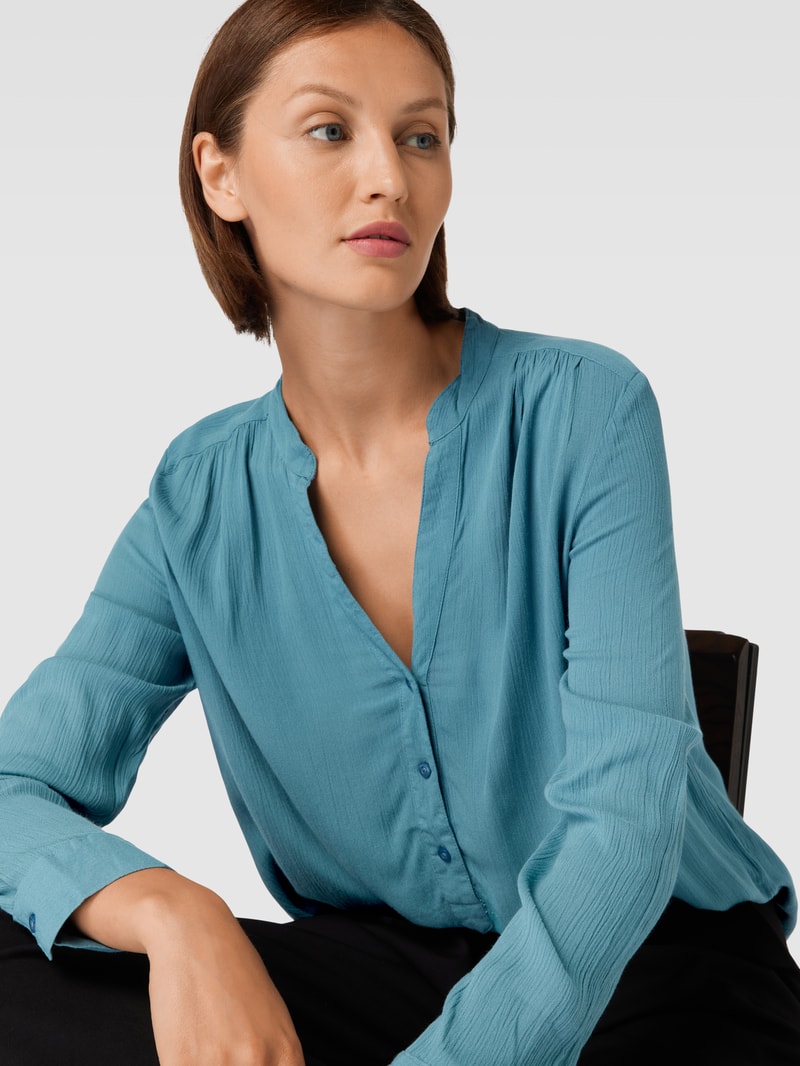 Blusenshirt mit V-Ausschnitt in rauchblau