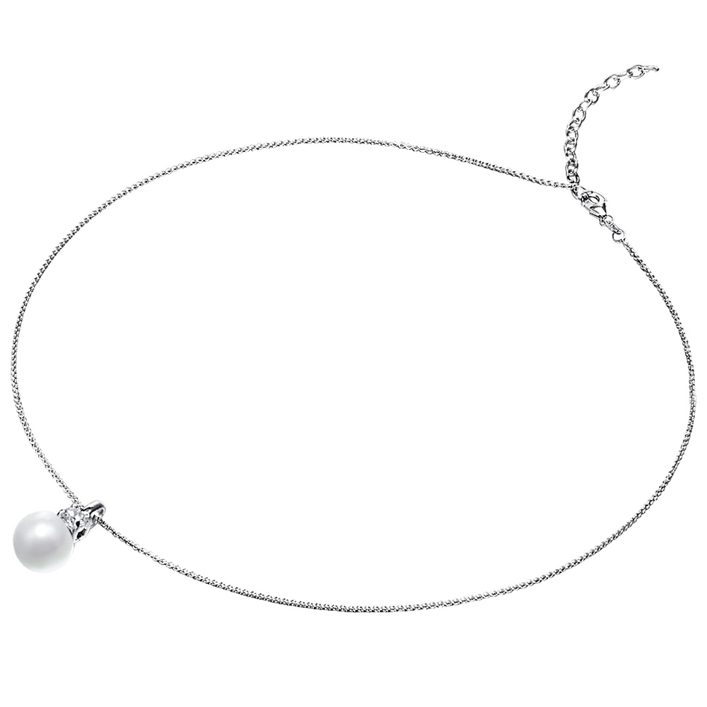 Rafaela Donata Collier en argent Argent sterling Oxyde de zirconium (CZ) Perle (synth.) en Argen collier