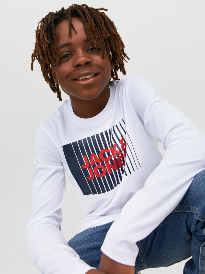 JACK & JONES Junior Langarmshirt in white günstig kaufen