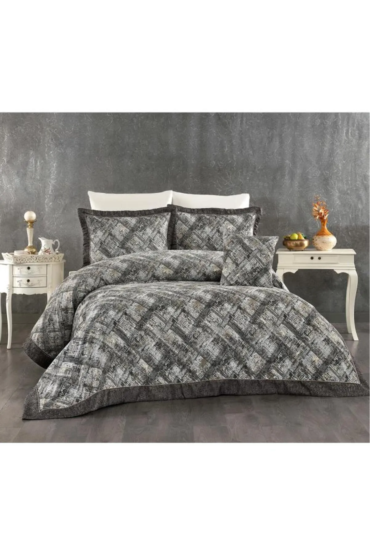 Çeyiz Diyarı  Dora 7-teiliges Chenille-Piqué-Set, Grün