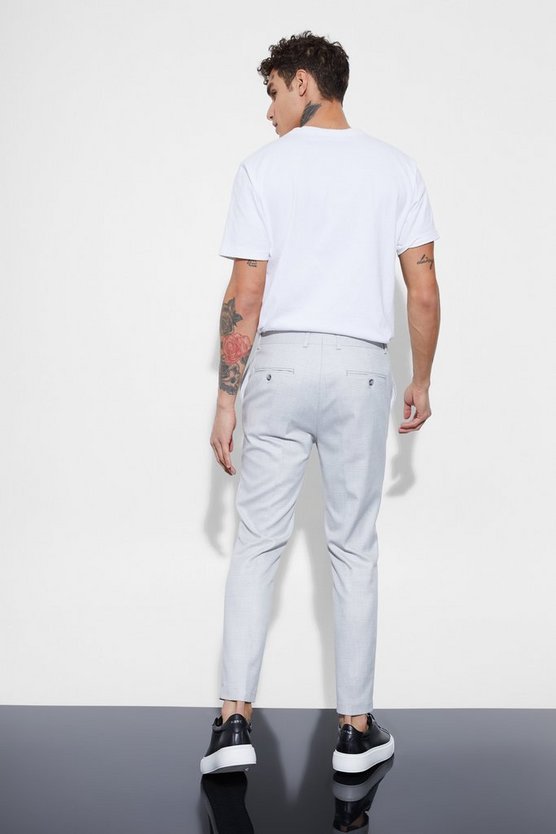 Graue karierte Super Skinny Hose
