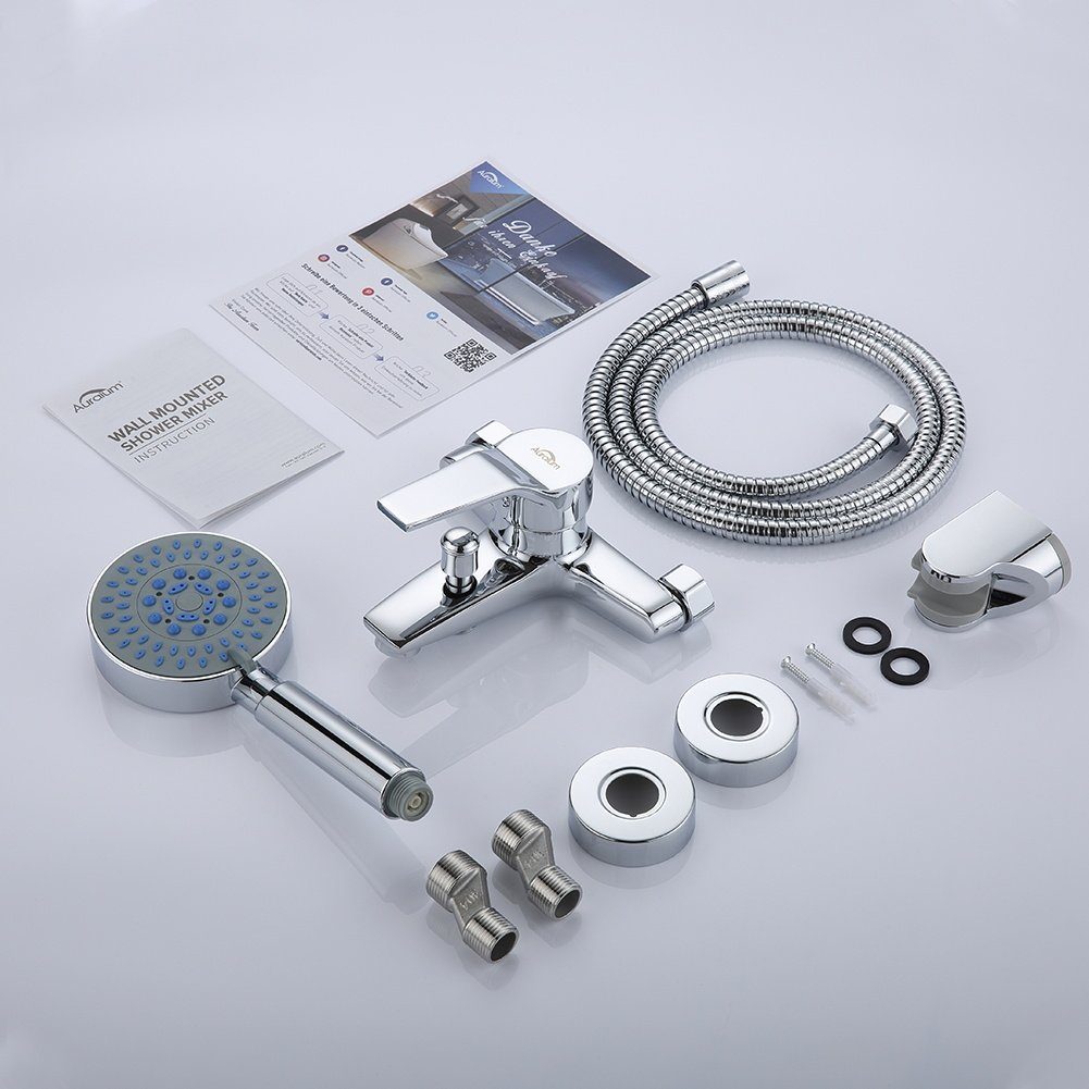 Auralum Brausegarnitur Badewannenarmatur Duscheset Wasserhahn Mischbatterie Handbrause Chrom