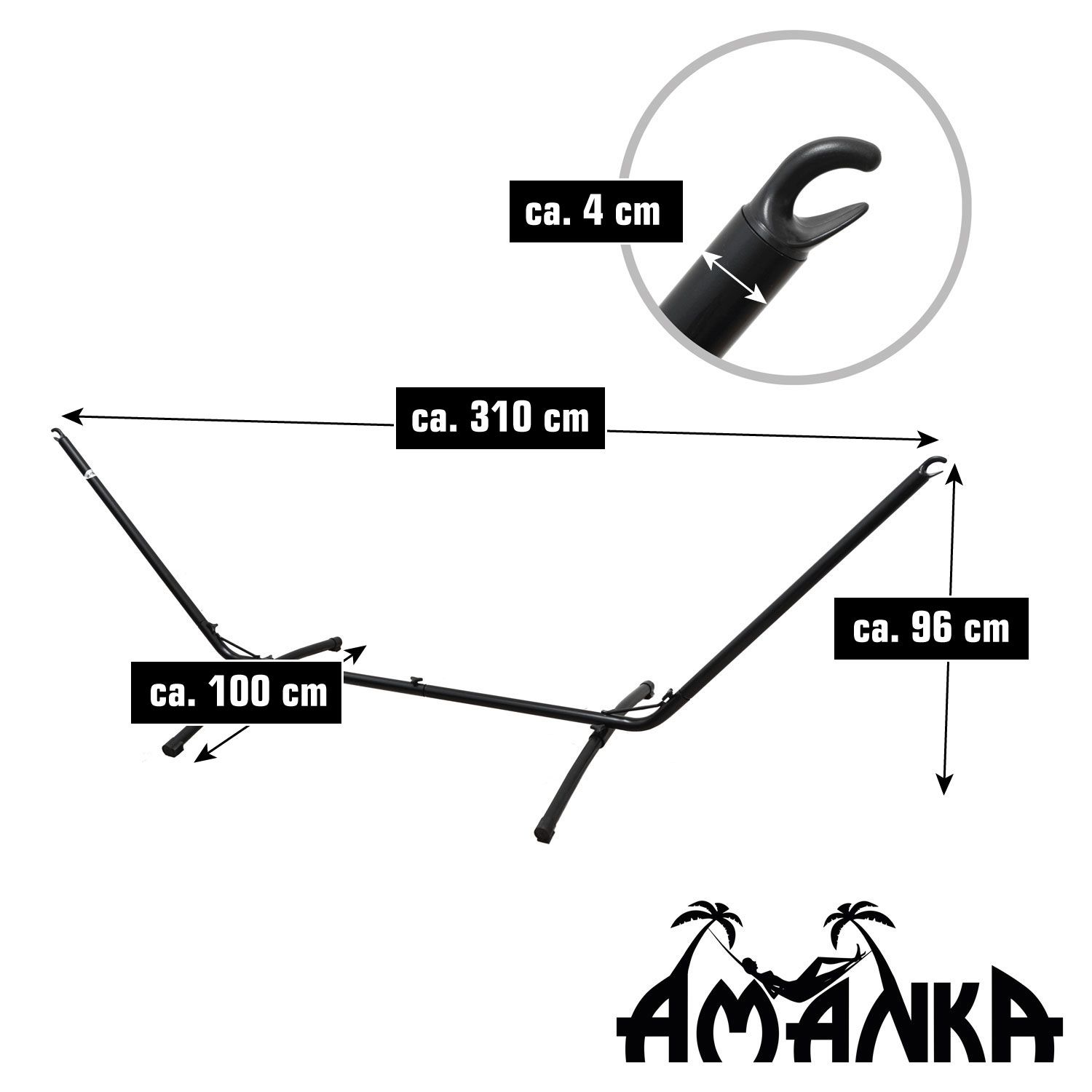 AMANKA 310 x 100 cm bis 120 kg Hängemattengestell
