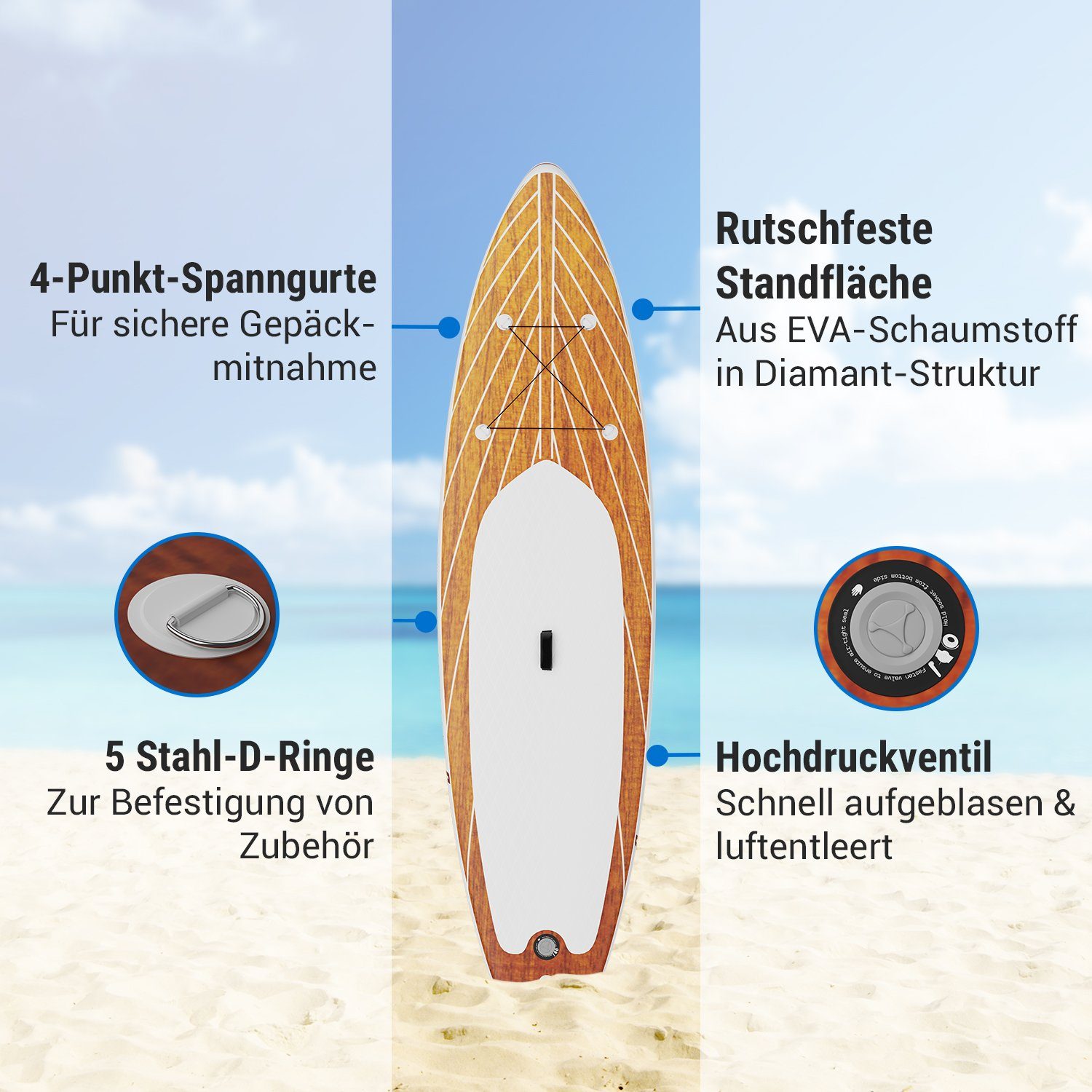 Capital Sports Inflatable SUP-Board Downwind Cruiser 9.8, Paddle Board, (Set), Stand Up Paddling Board Standup Paddle Board SUP Board Paddel Board