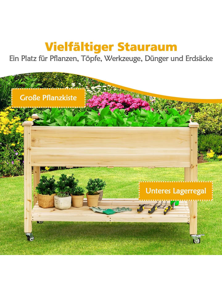 COSTWAY Hochbeet 120cm mit Rollen in Beige günstig kaufen onesize