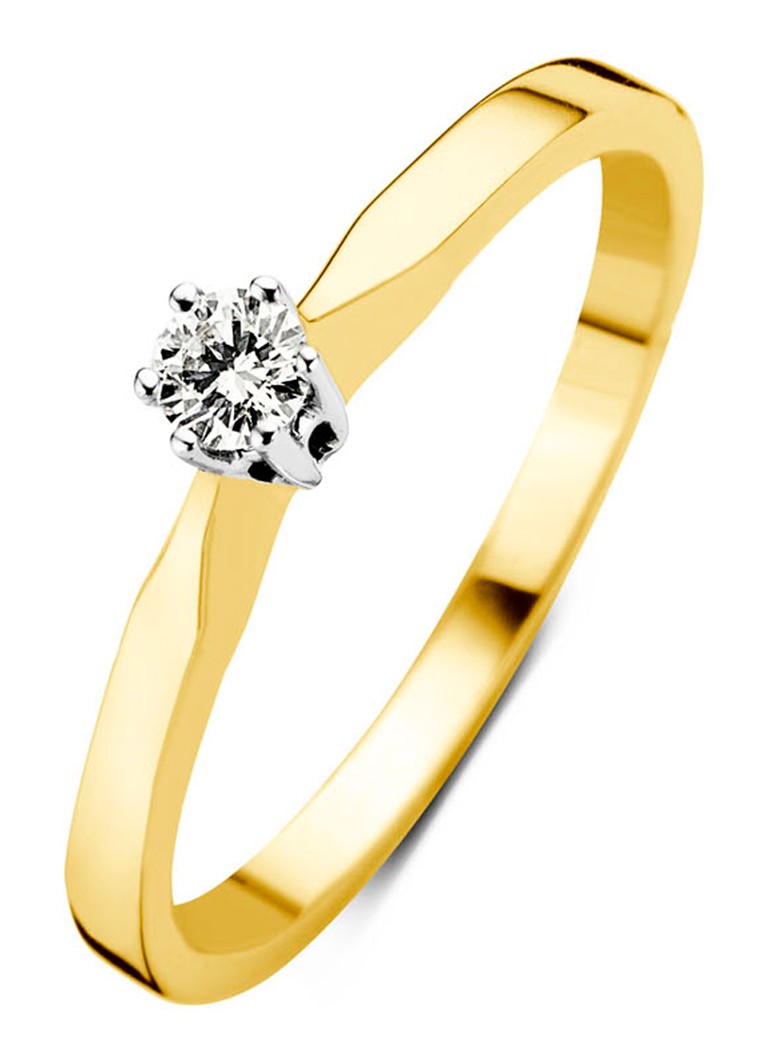 Diamond Point Keltakultainen solitaire-sormus laboratoriossa kasvatettu timantti, 0,04 karaatin timantti. 0,04 karaatin timantti. Laboratoriossa kasvatettu timantti.