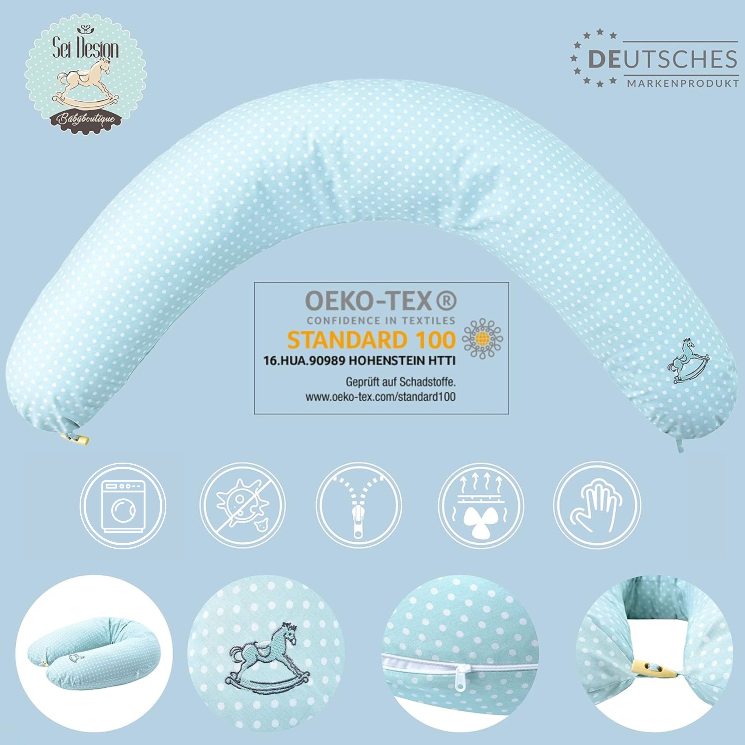 SEI Design Stillkissen Seitenschläferkissen Babynestchen Kuschelnest 170x30 cm, Schwangerschaftskissen mit Bezug, Bezug 100% Baumwolle