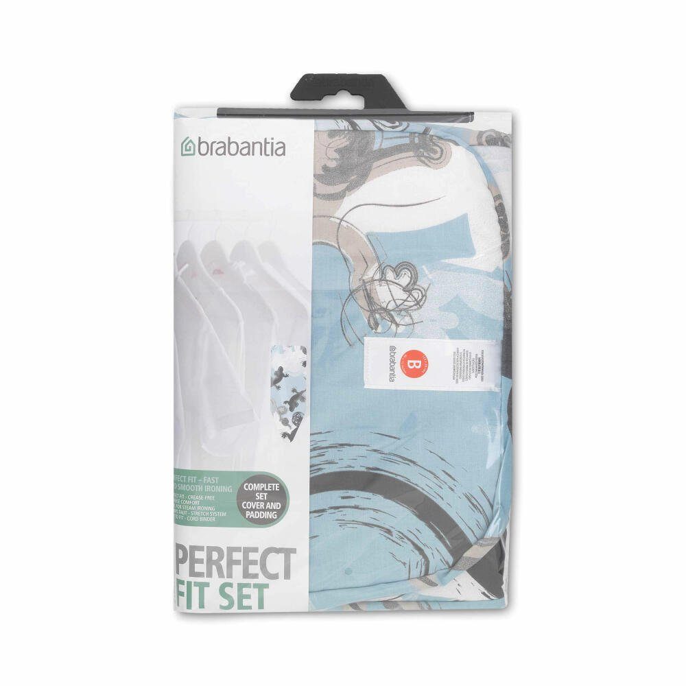 Brabantia Bügelbrettbezug Baumwollbezug 4 mm Schaumstoff + Filz, 124 x 38 cm
