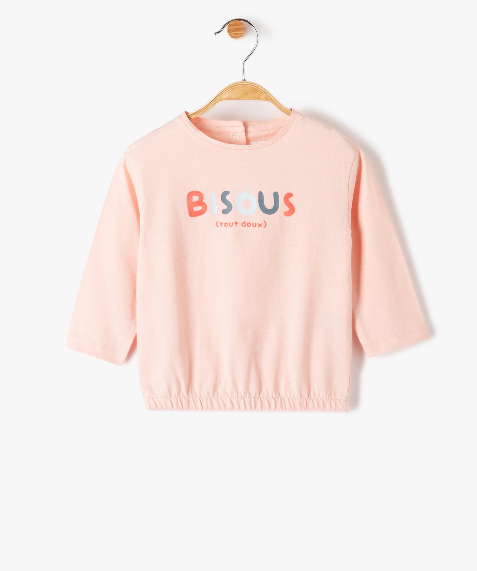 Tee-shirt bébé fille à manches 3/4 et taille élastiquée rose | GEMO