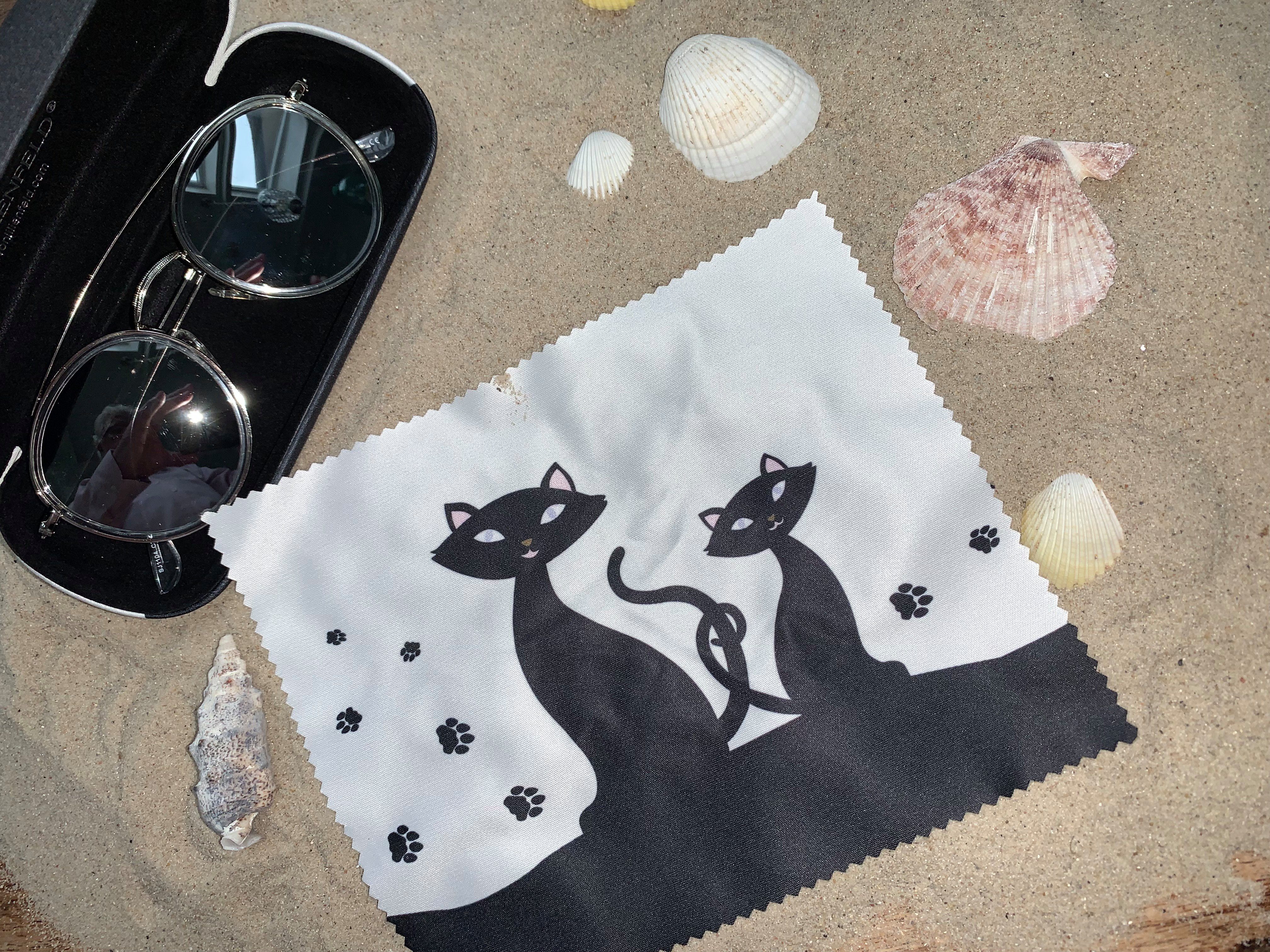 von Lilienfeld Brillenetui Brillenetui Schwarze Katzen Kätzchen Motiv Brillenbox, stabiles mit Mikrofaser bezogenes Hardcase