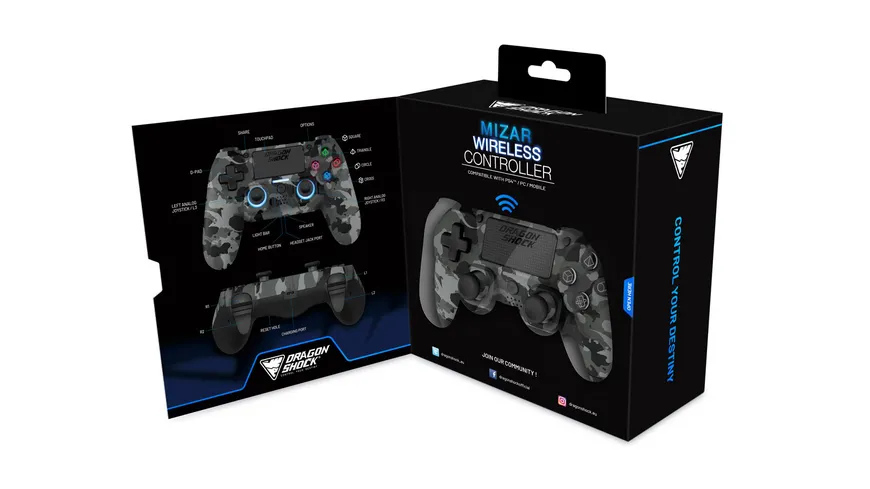 Mizar Wireless Controller für PS4 Grau Camo