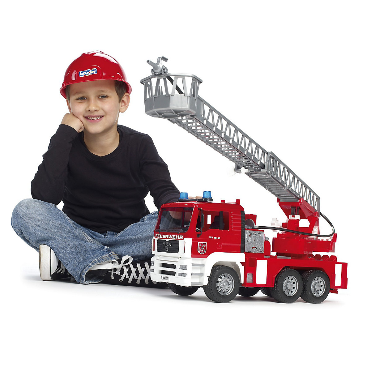 BRUDER 02771 TPS MAN Feuerwehr m. Drehleiter, Licht und Sound