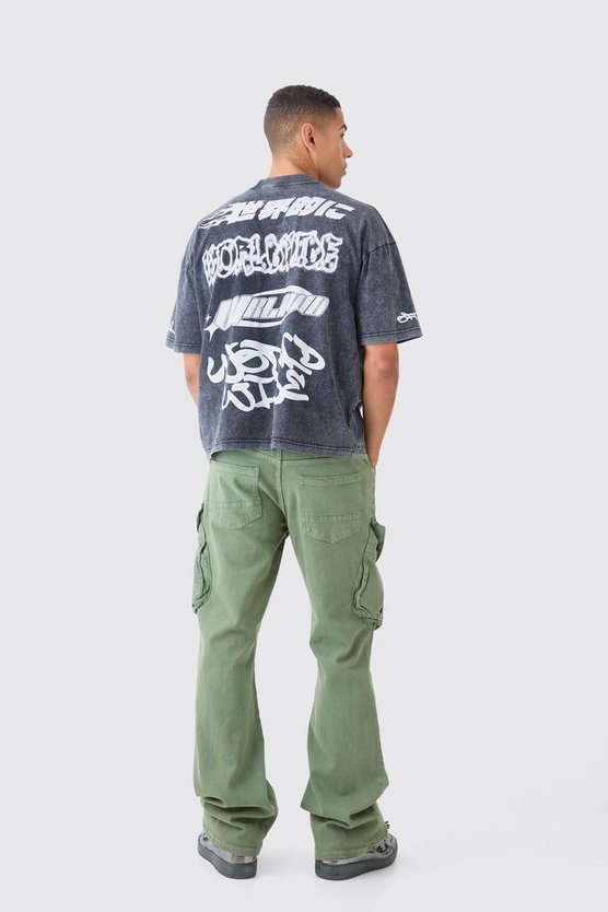 Lockere Cargo-Schlagjeans mit Rissen