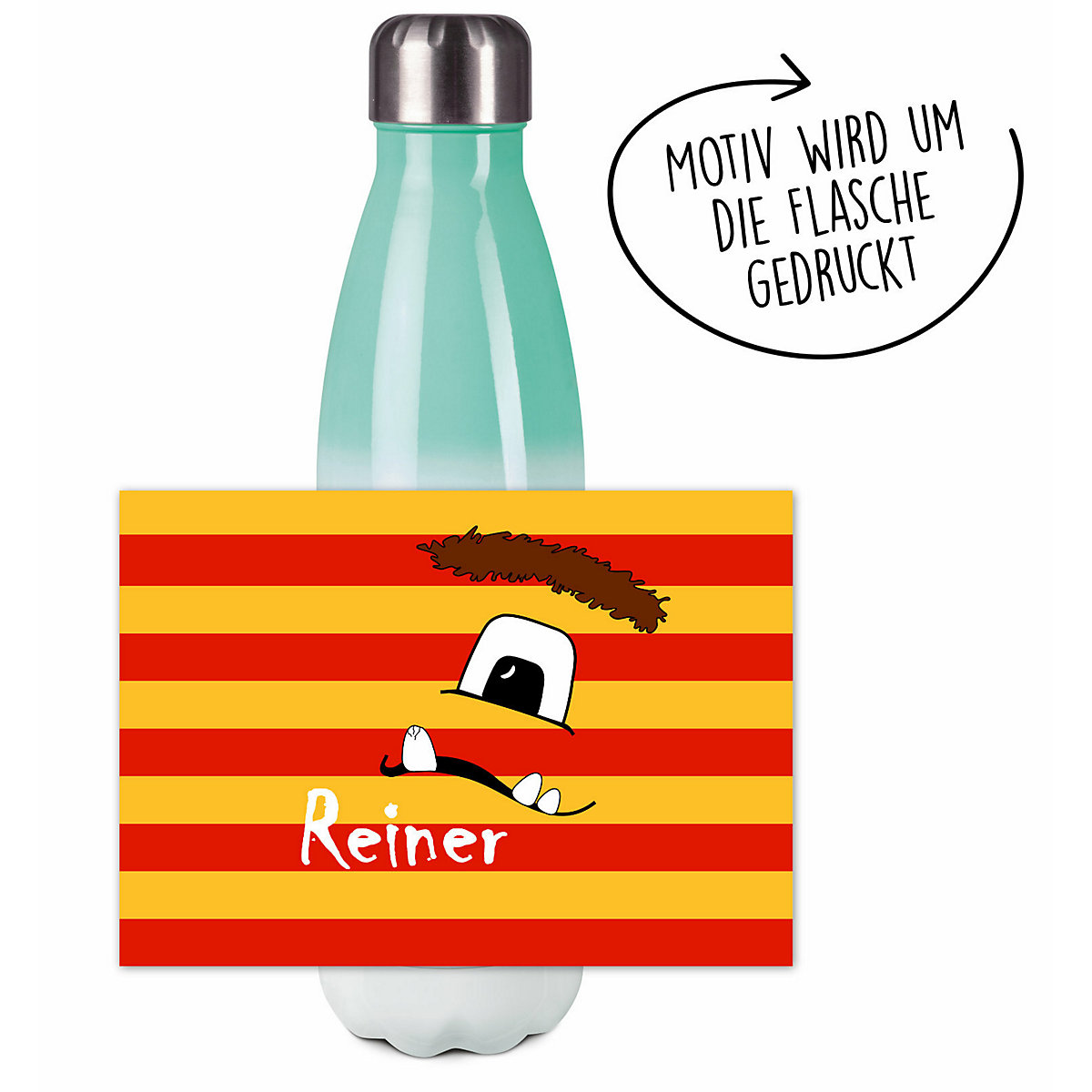 Edelstahl Kinder Thermoflasche / Trinkflasche bunt Monster Streifen Farbe rot gelb Spülmaschinenfest, Auslaufsicher, Bruchfest, Doppelwandig, Für Heißgetränke geeignet, Mit Deckel, Isoliert