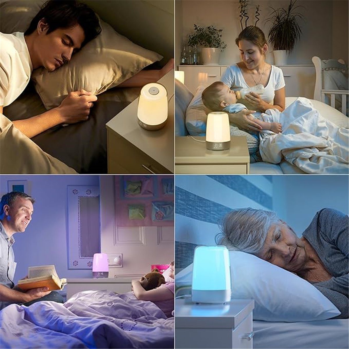 K&B Schlafphasenwecker Touch-RGB-Farbwechsel, dimmbares Weckerlicht mit Timer