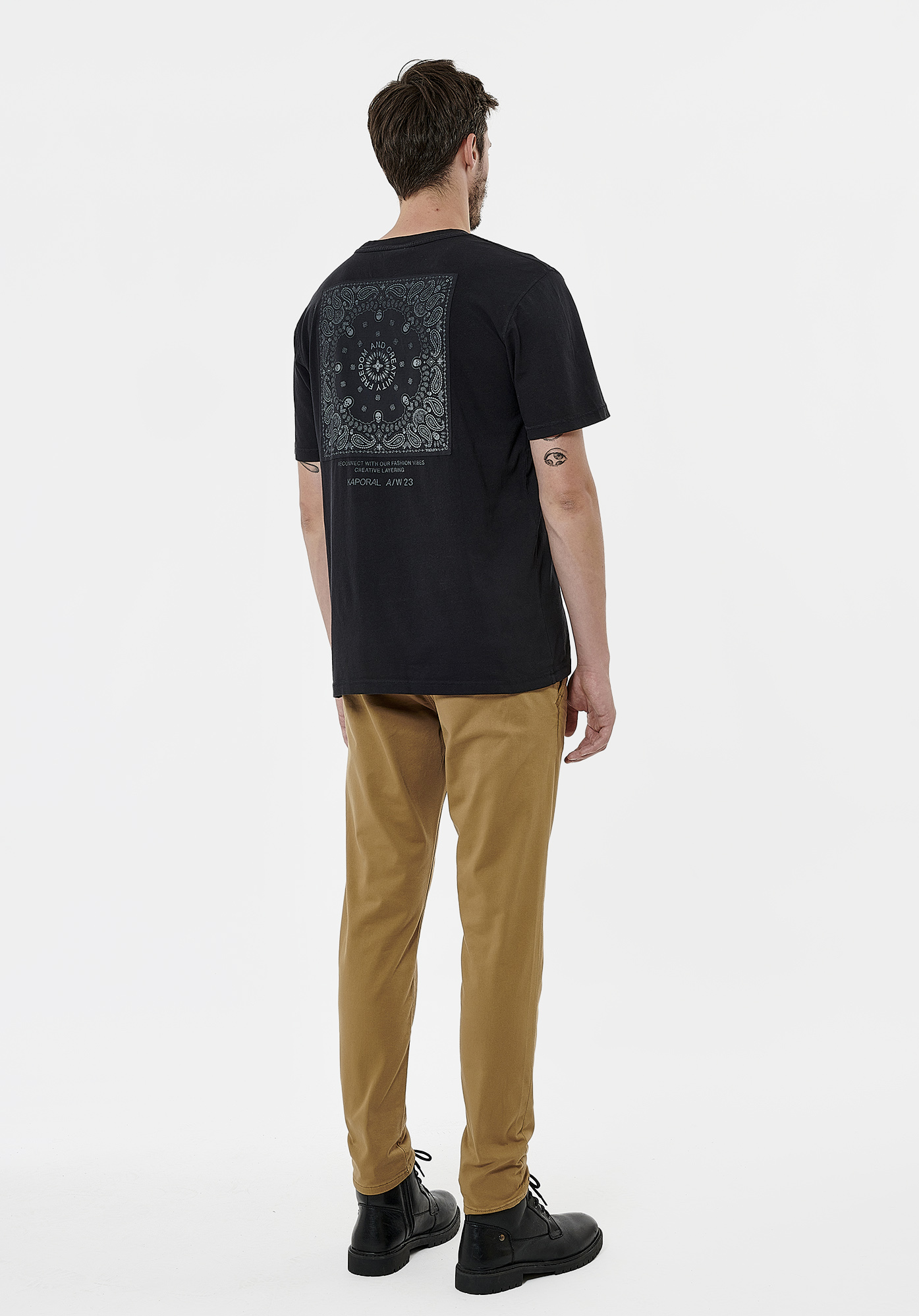 RILES  T-shirt noir homme 100% coton