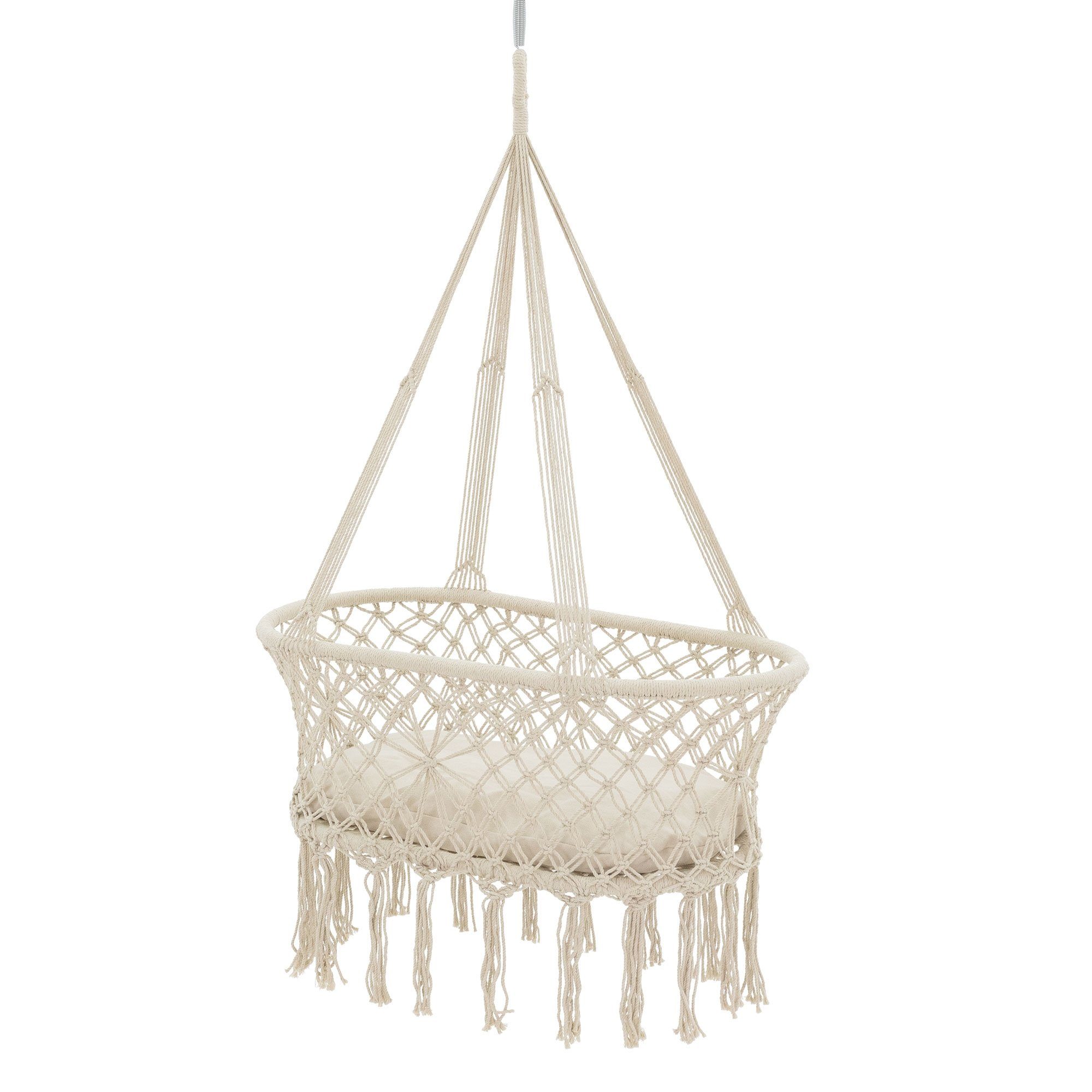 ML-DESIGN Hängematte Baby Wiege Hängewiege Hängematte Hängekorb Federwiege, Gestell Schwarz 208cm Liegekissen höhenverstellbar Deckenhalterung