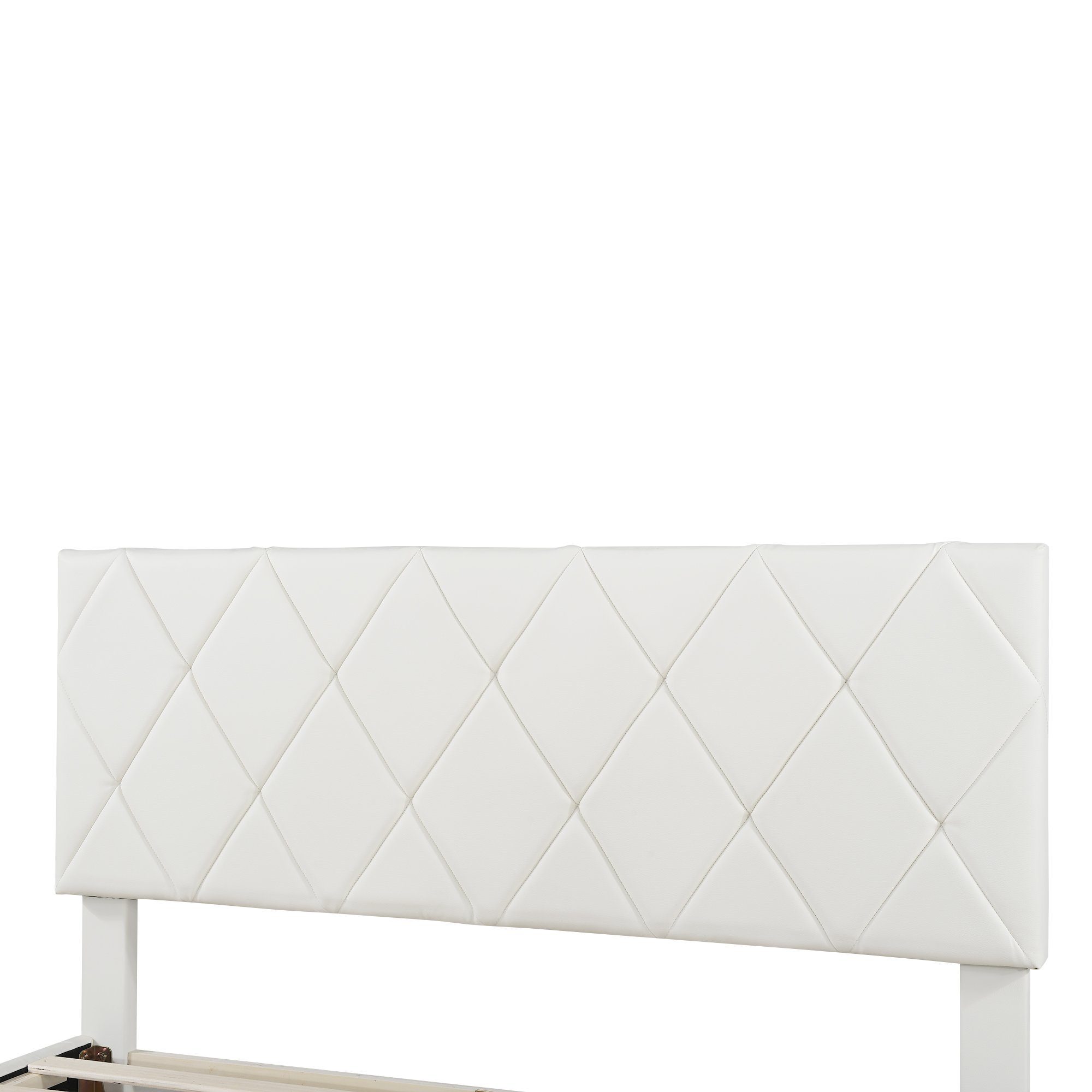 Flieks Polsterbett, LED Doppelbett Schwebebett 140x200cm Kunstleder Kopfteil hochstellbar