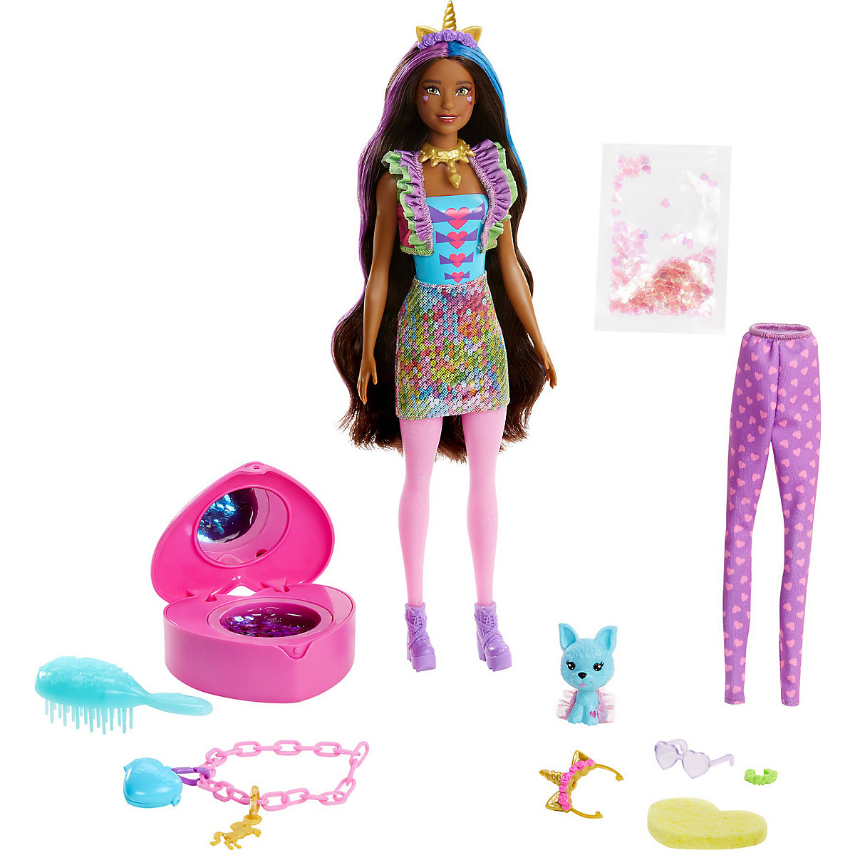 Barbie Color Reveal Puppe & Haustier Fantasy Fashion Überraschungsset