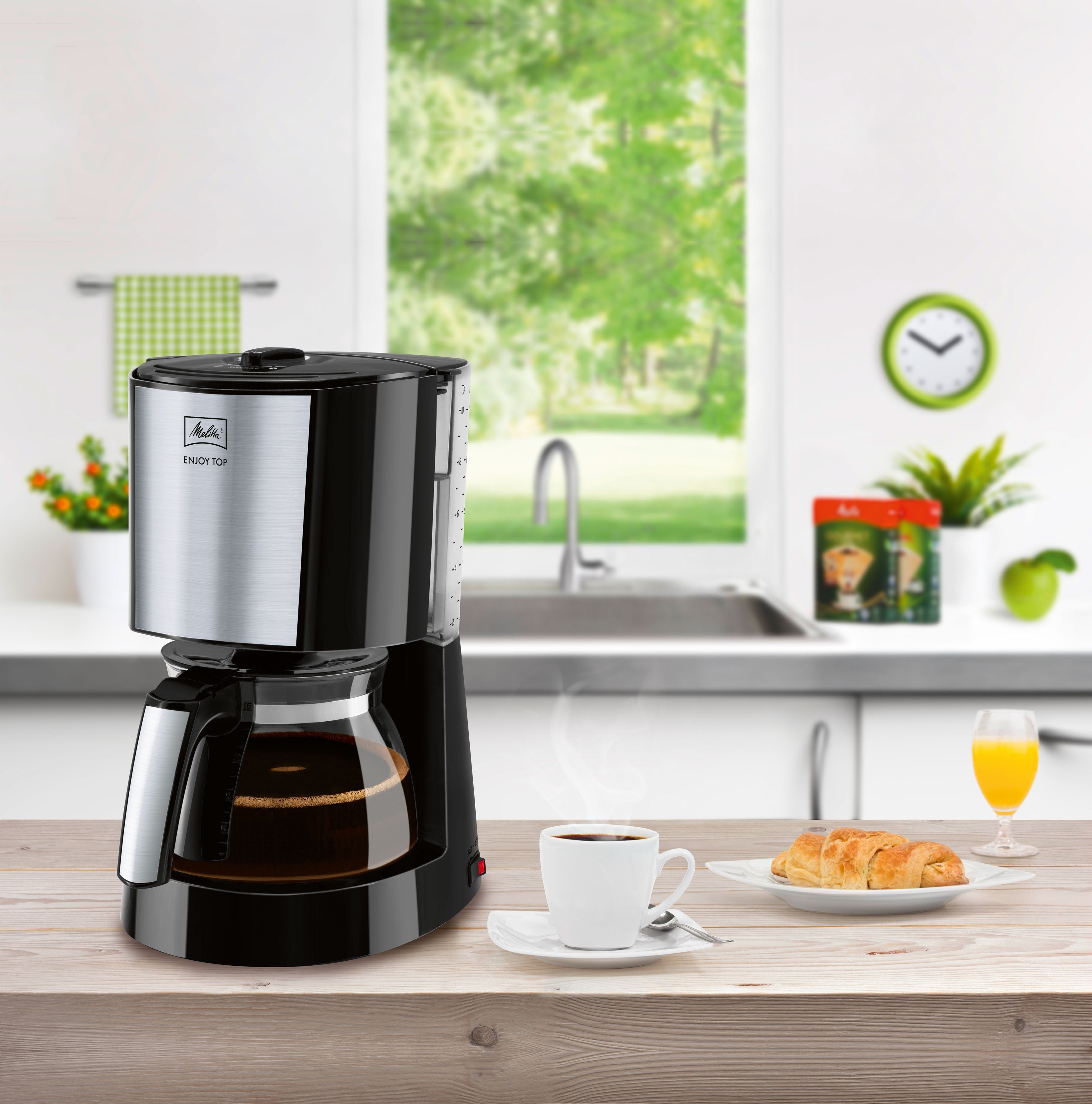 Melitta Filterkaffeemaschine Enjoy Top 1017-04, 1,25l Kaffeekanne, Papierfilter 1x4, mit Glaskanne