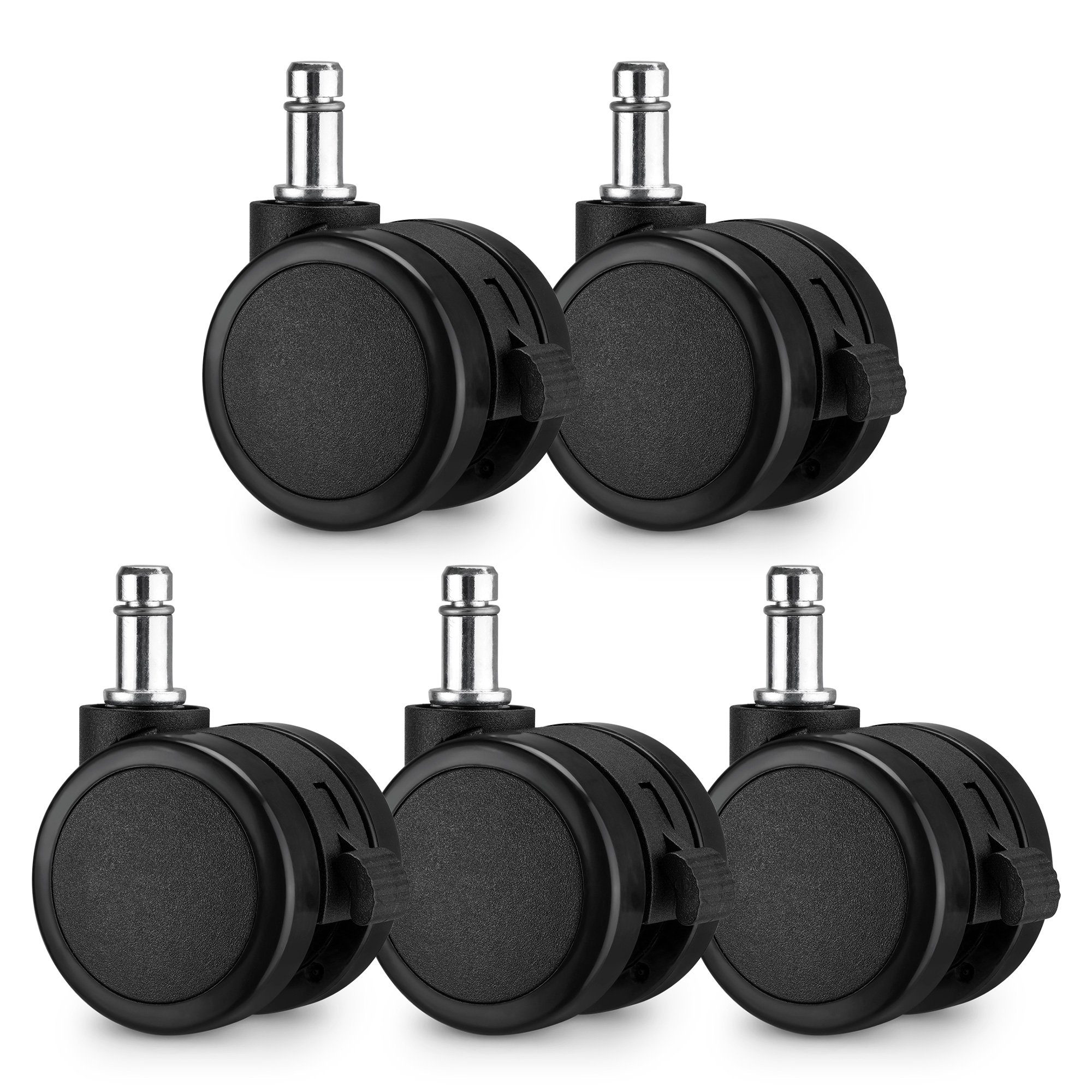 kwmobile Stuhlrolle 5x Bürostuhlrollen Hartboden/Weichboden mit Bremse 10/22mm, (5-St)