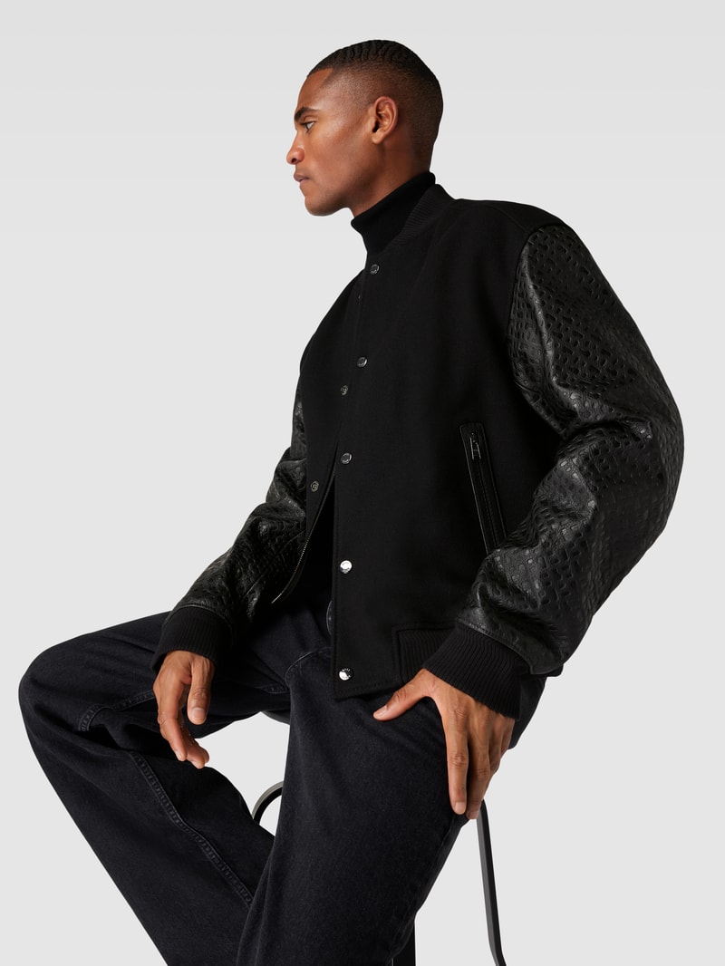 Blouson aus Schurwoll-Mix Modell 'Motiver' in schwarz