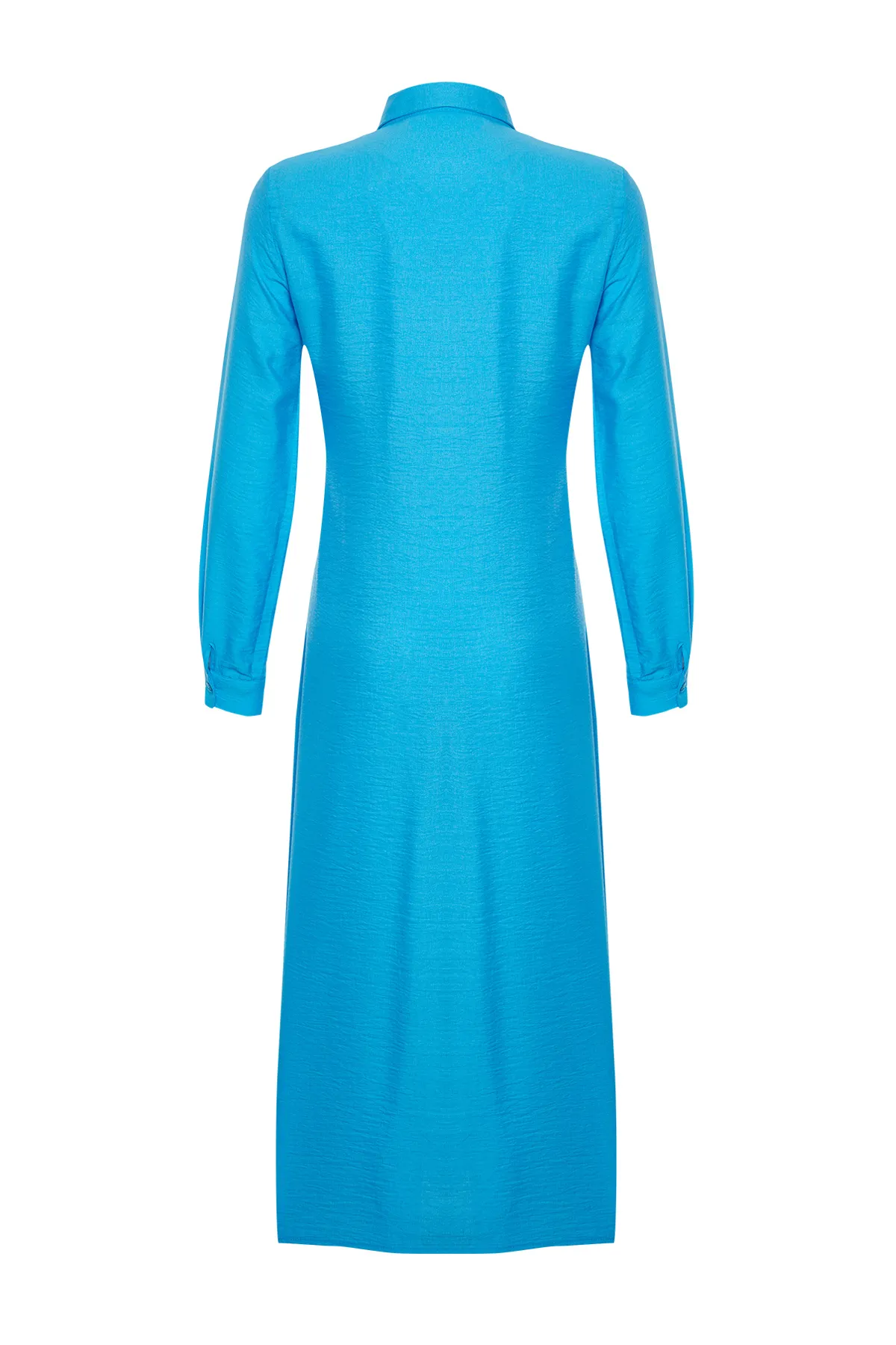 Trendyol Modest  Türkises, seitlich gebundenes, gewebtes Hemdkleid in Leinenoptik TCTSS22EB0025