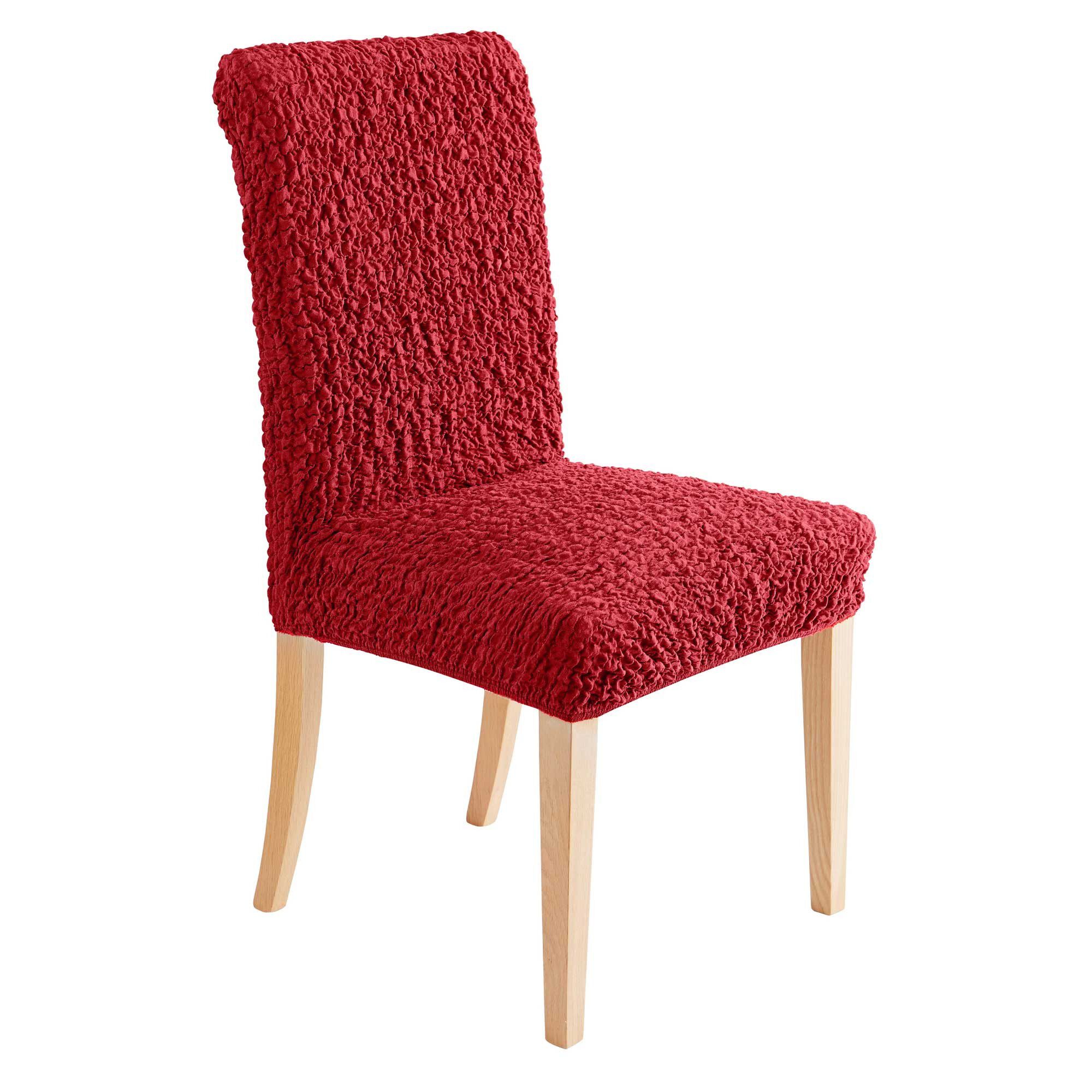 Housse chaise unie gaufrée bi-extensible
