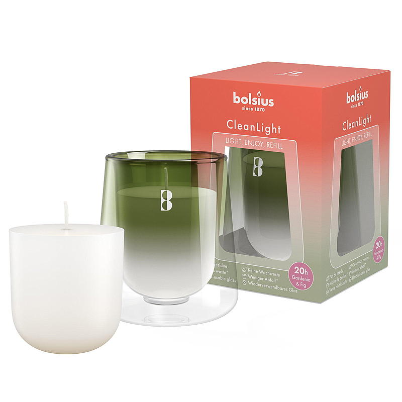 Bolsius Clean Light startsett Gardenia & Fig