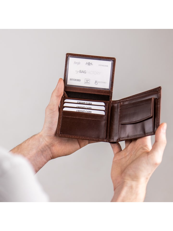 SID & VAIN Leder-Geldbörse echt Leder Geldbeutel handgefertigt Portemonnaie in braun günstig kaufen onesize