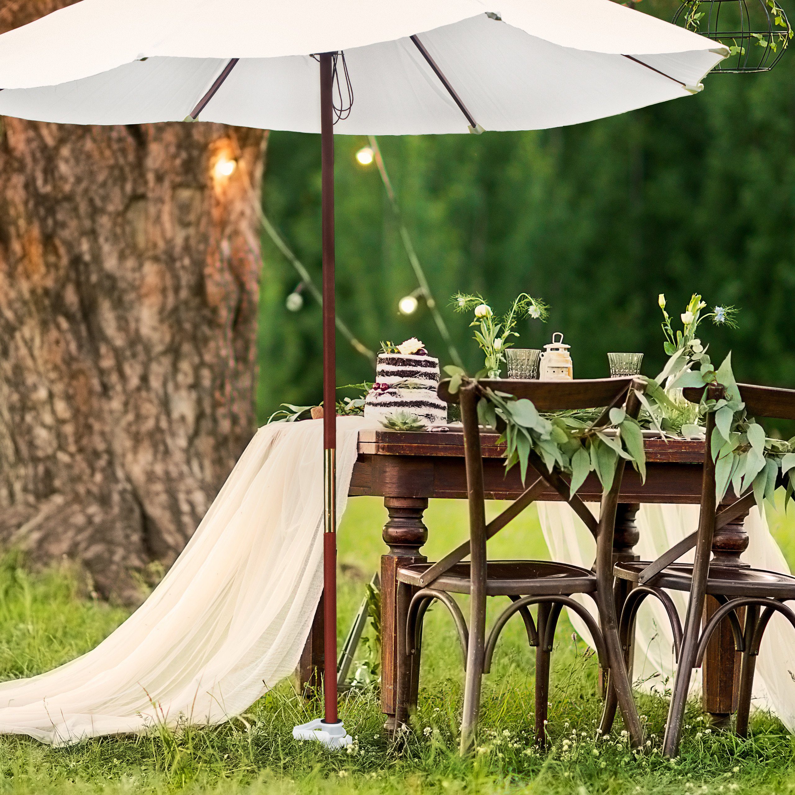 relaxdays Bodendübel Weiße Bodenhülse für Sonnenschirm