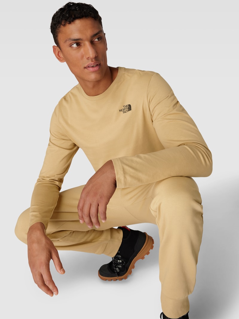 Longsleeve mit Label-Print Modell 'RED BOX' in beige