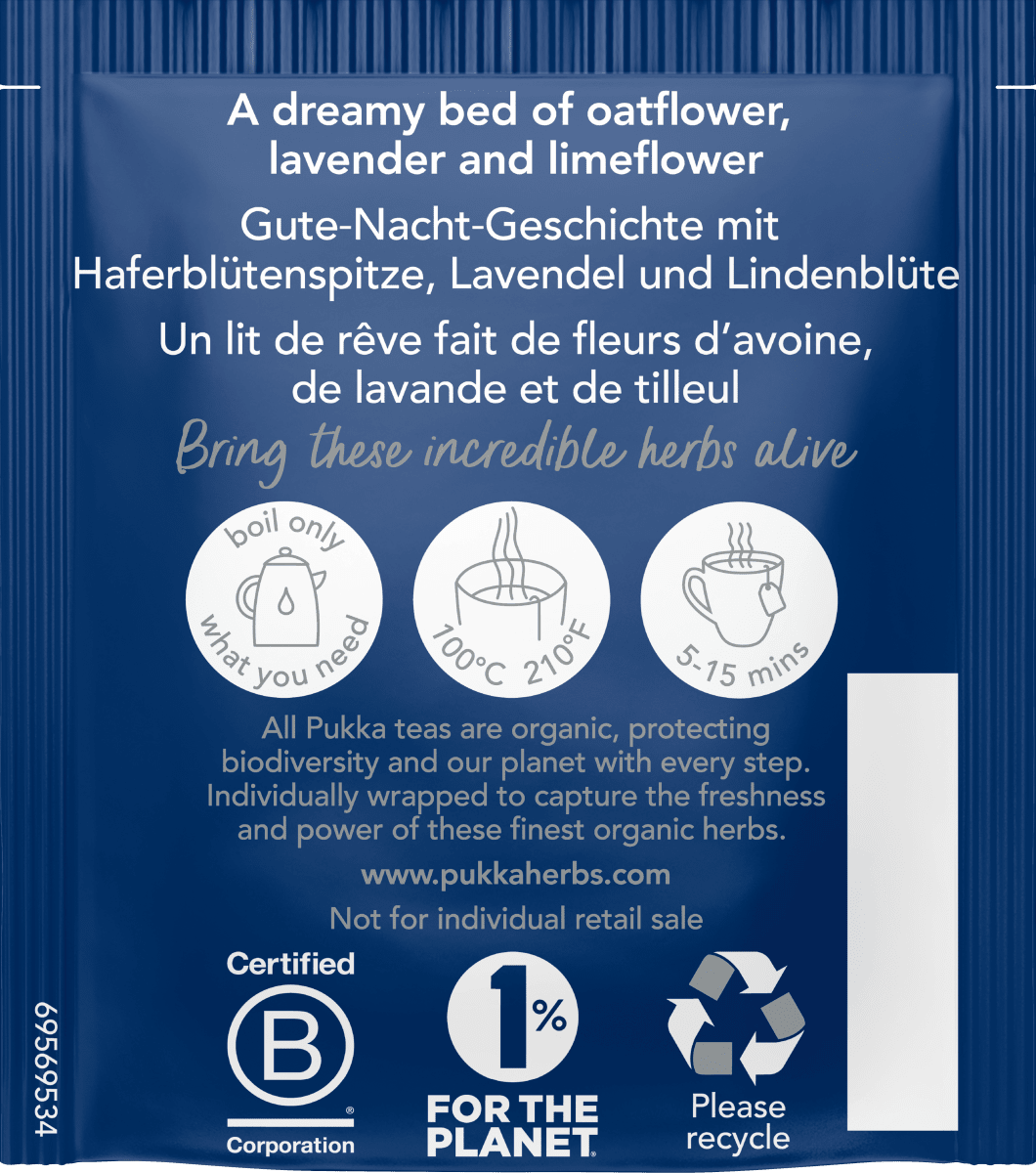 Kräutertee \Night Time\ mit Haferblütenspitze, Lavendel, Lindenblüte (20 Beutel), 20 g