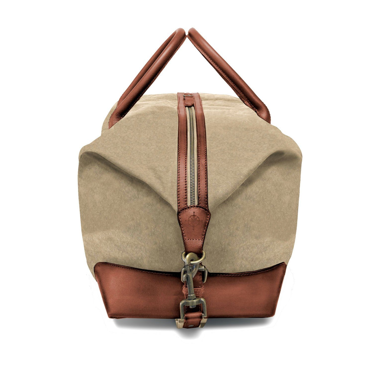 DRAKENSBERG Reisetasche Weekender David (L) Khaki-Beige, Herren, Damen, im Vintage-Design, Canvas und Büffelleder, handgemacht