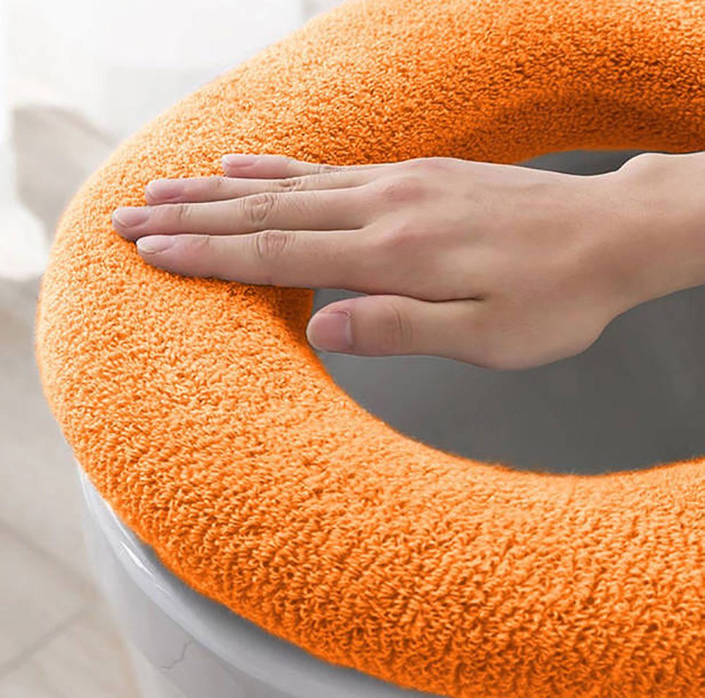 WC-Deckelbezug Weicher Toilettendeckel-Heber, Toilettensitz-Wärmer Deliana.home, Höhe 20 mm, Wärmendes Material, Waschbar, Leicht abnehmbar, Polyester-Faser, 1, Dicker Winter-Toilettendeckel, waschbar und dehnbar
