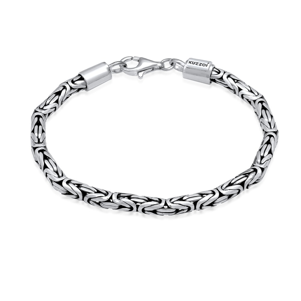 KUZZOI KUZZOI Bracelet Chaîne de base pour hommes en plaqué or 925 en argent sterling Bracelet