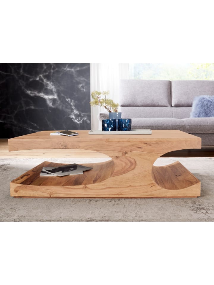 KADIMA DESIGN Couchtisch BOHA Massiv-Holz 118 cm breit Wohnzimmer-Tisch in Akazie günstig kaufen onesize