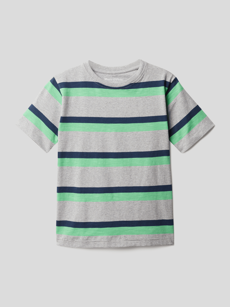 T-Shirt mit Streifenmuster in hellgrau meliert