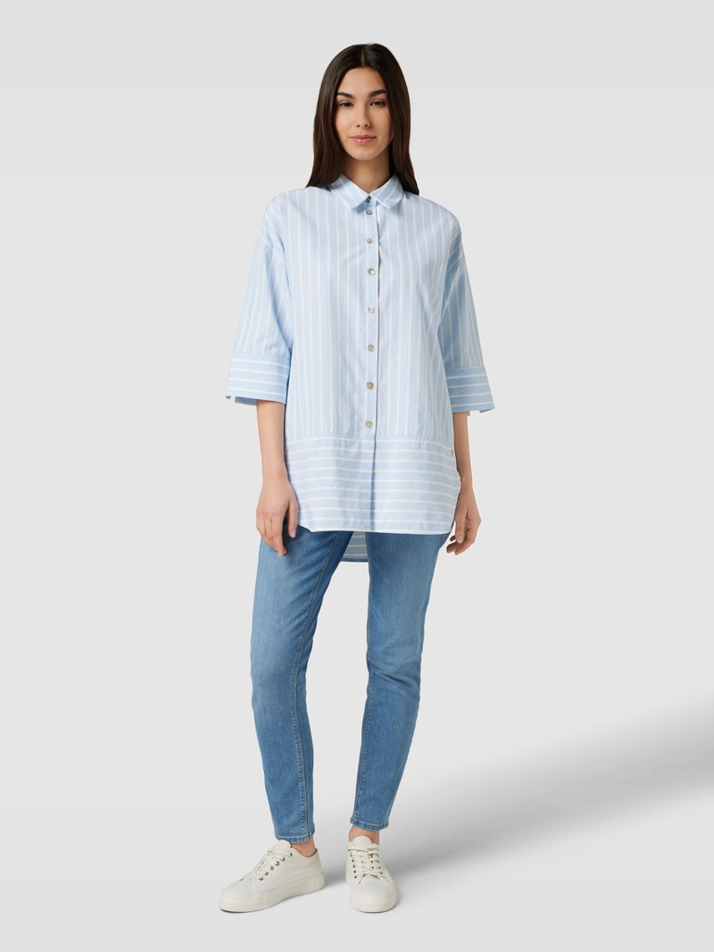 Longbluse mit Allover-Streifenmuster Modell 'KRISTY TAVOLA' in hellblau