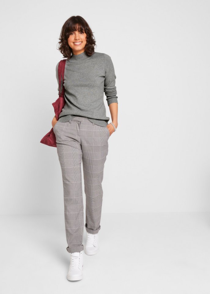 Basic Pullover mit Stehkragen mit recycelter Baumwolle