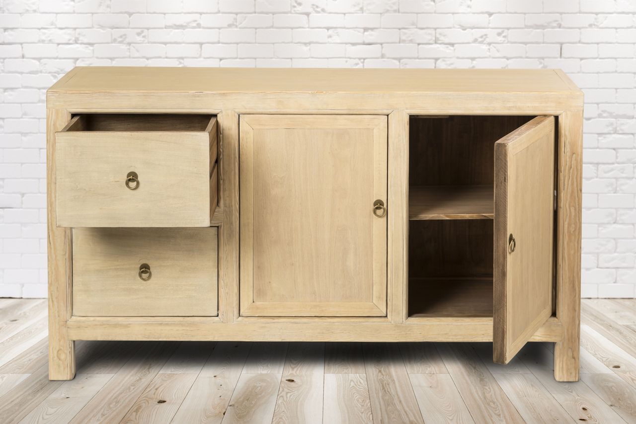 PureHaven Kommode 154x41x85 cm im Vintage Style aus Vollholz handgefertigt stilvolles Design Kieferholz standsicher und stabil