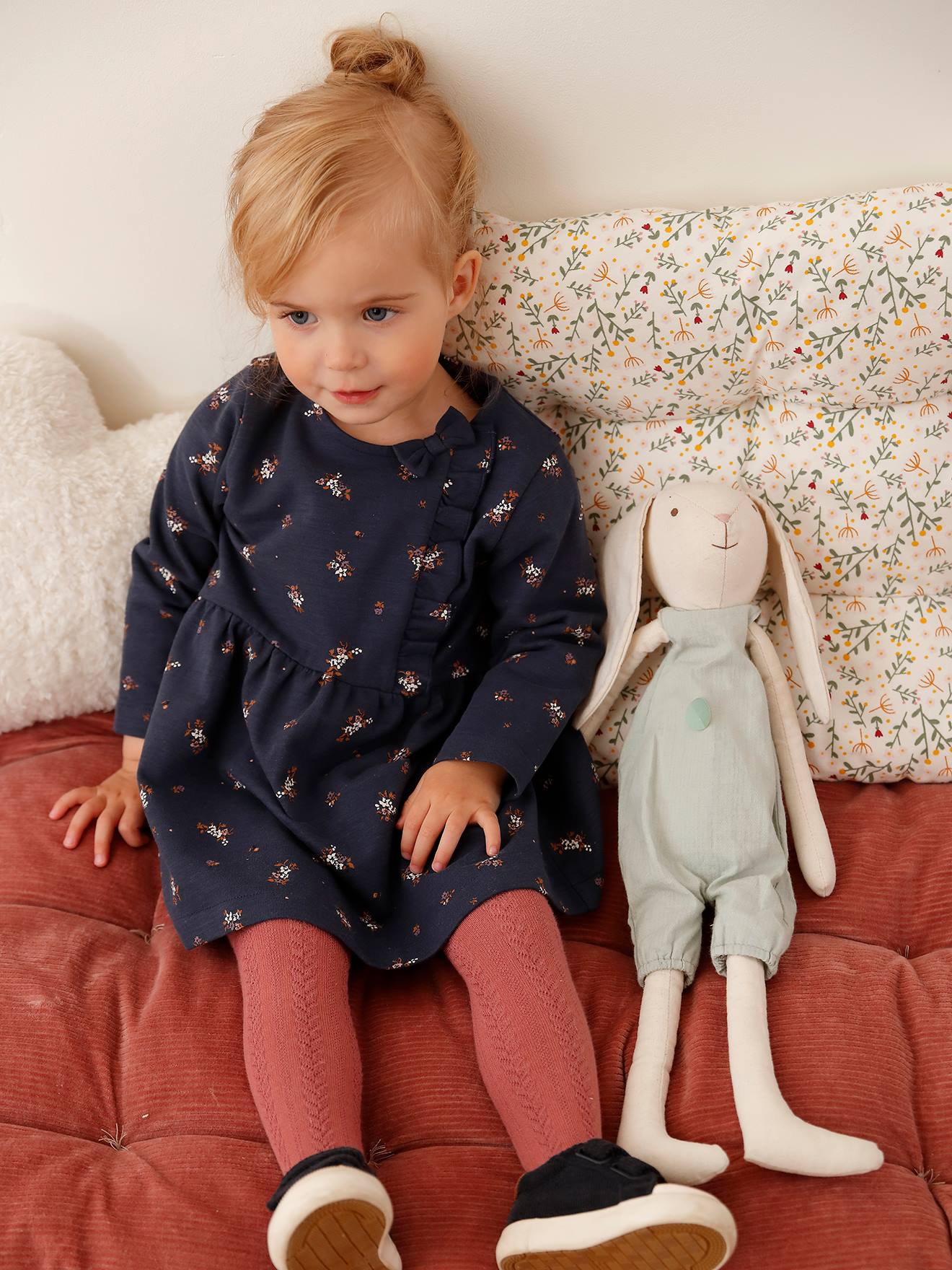 Robe en molleton flammé bébé parme grisé