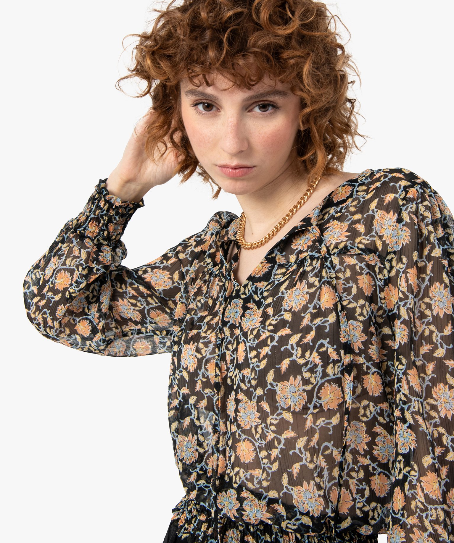 Blouse femme imprimée à manches longues imprime | GEMO