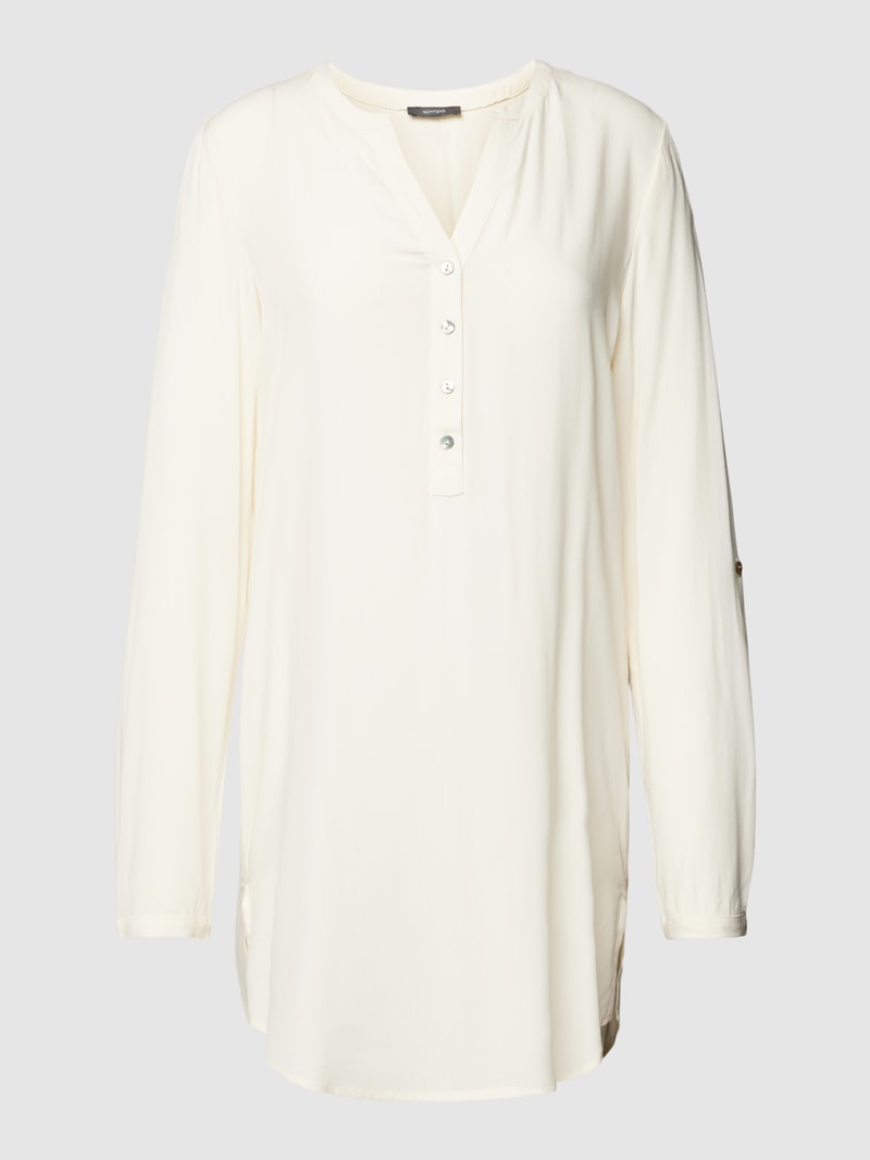 Longbluse aus reiner Viskose mit kurzer Knopfleiste Modell 'Uni' in offwhite