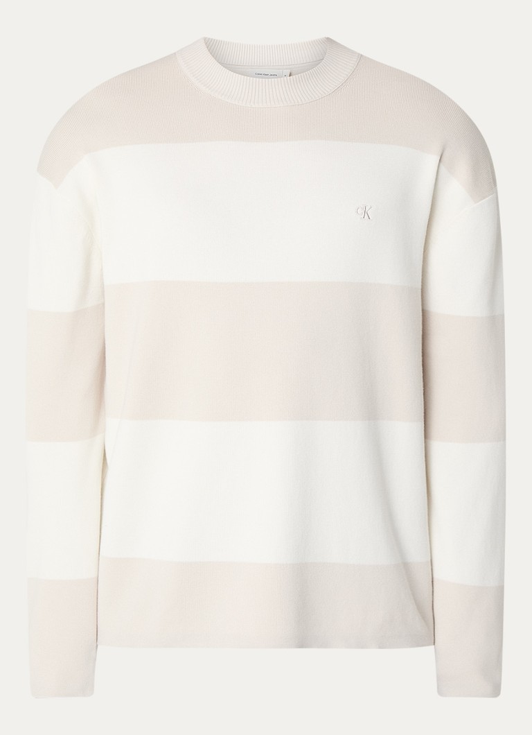 Calvin Klein Fine-knit sweater with stripe print and logo