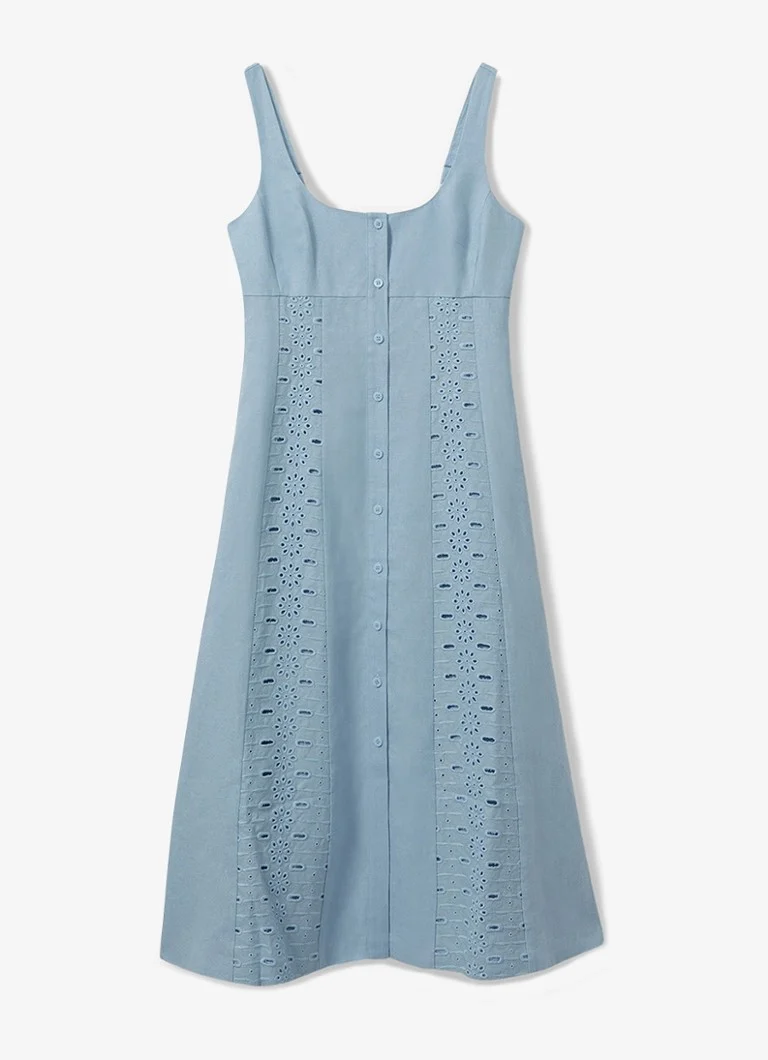 Reiss Clarice lanena midi haljina s vezom