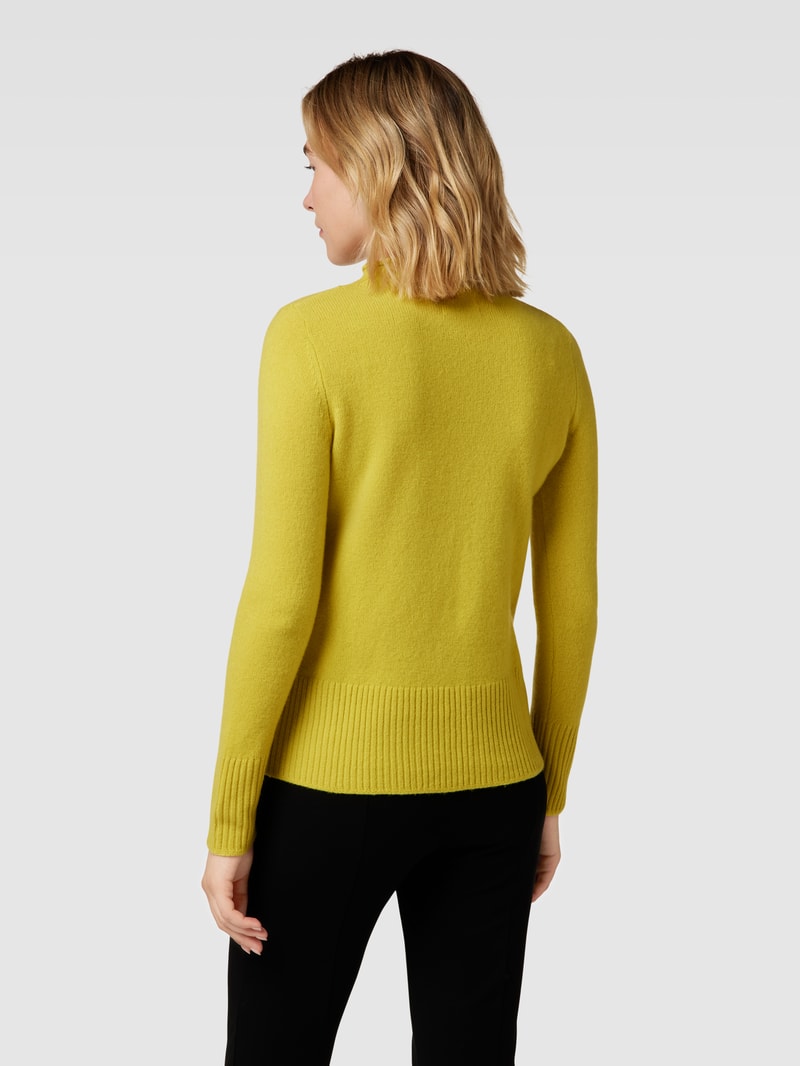 Strickpullover aus Wolle mit Stehkragen in hellgrün