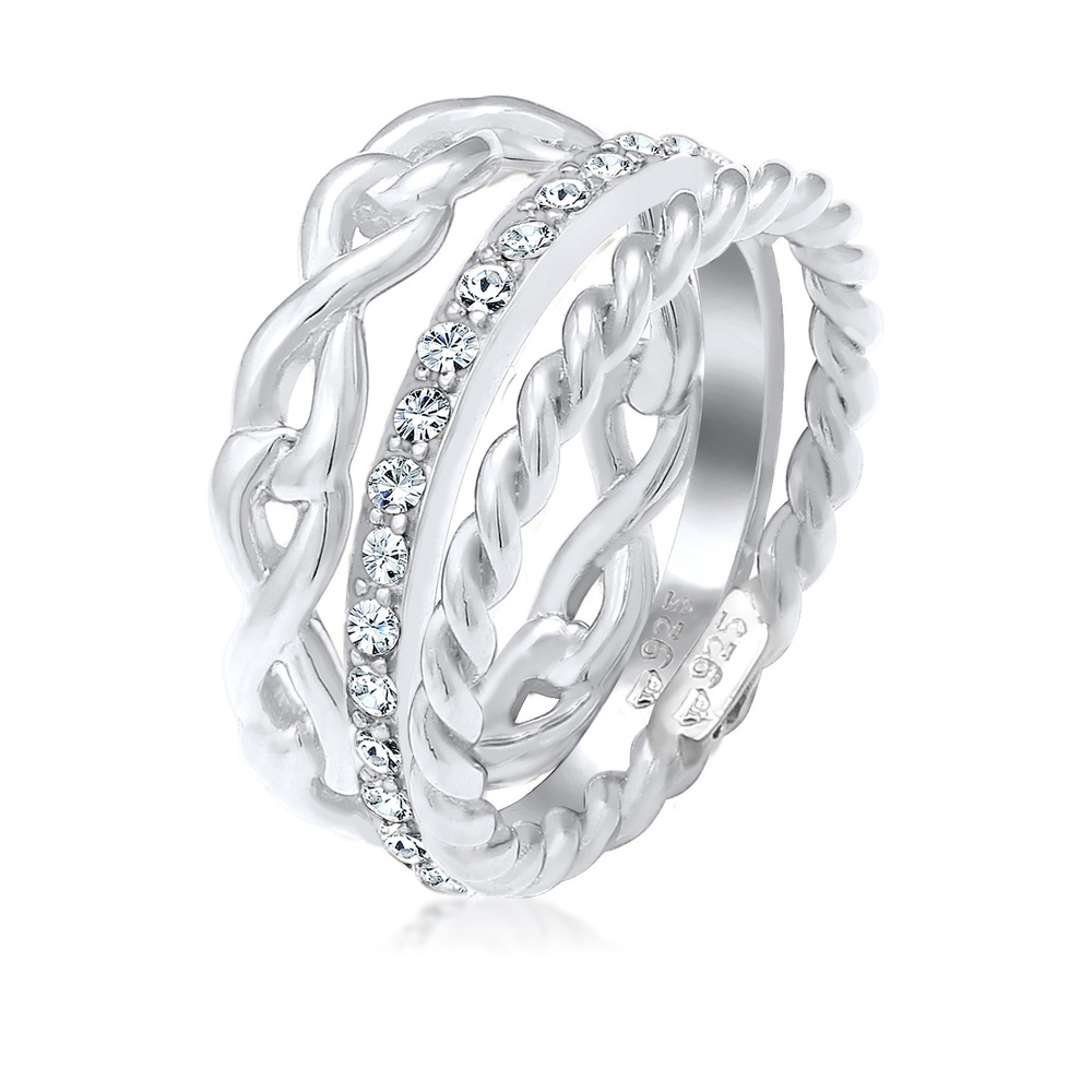 Elli Elli Bague Infinity Cristaux Bague Femme - (925/1000) Argent Bague