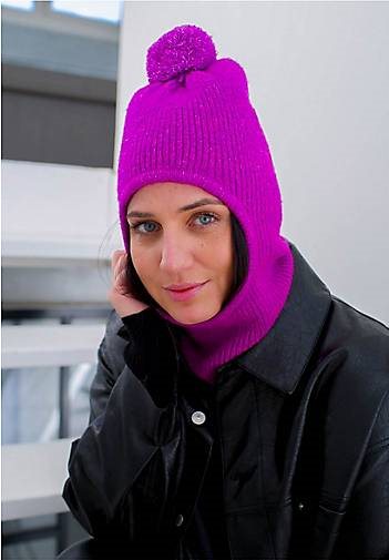 FRAAS Sustainability Edition - Gerippter Strick-Kapuzenschal mit Pompon