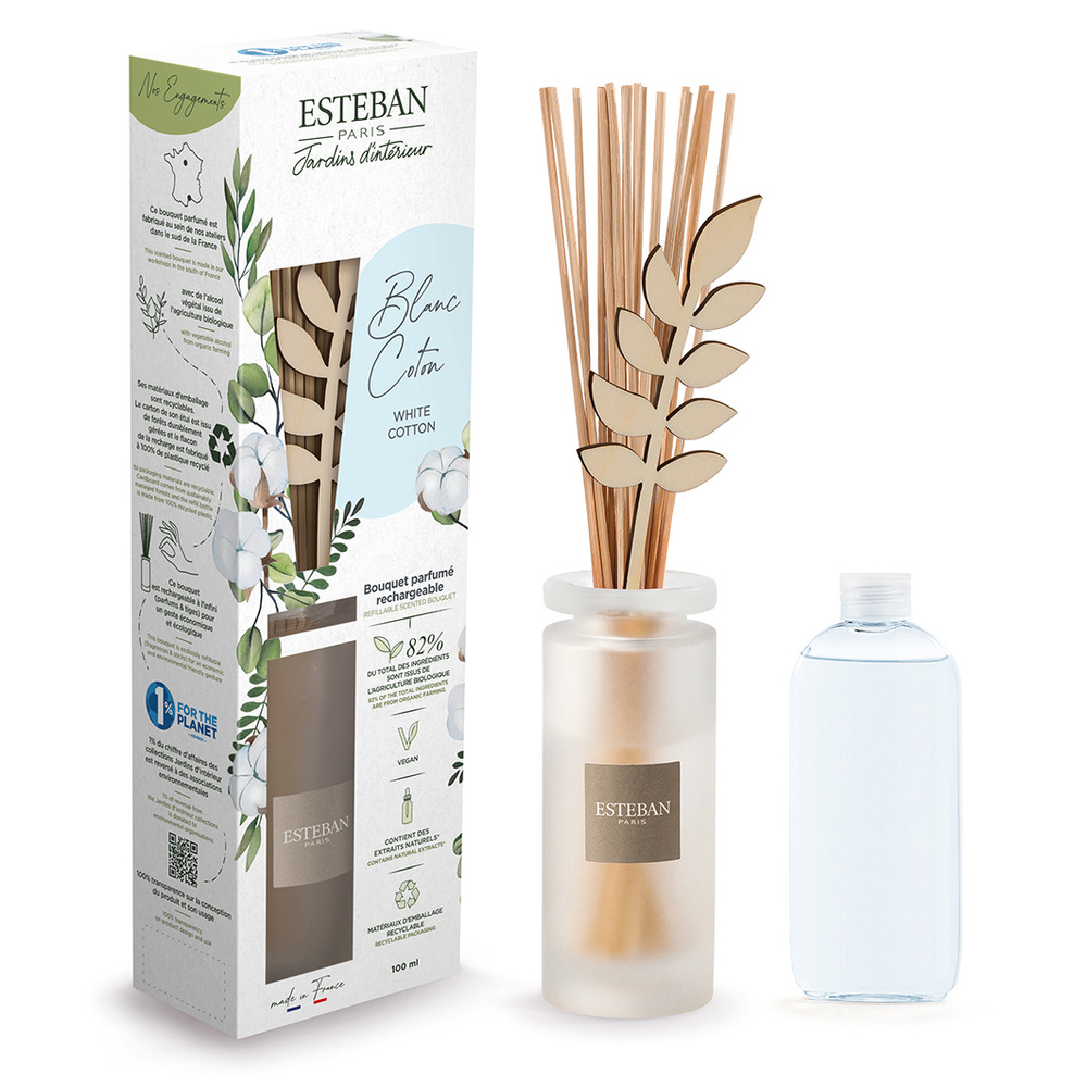 esteban Blanc Coton Bouquet parfumé rechargeable 100ML